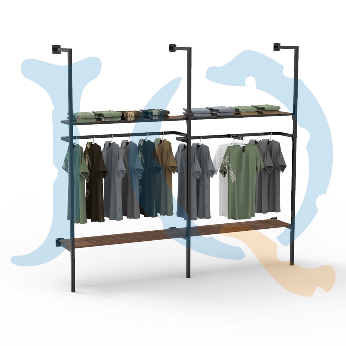 Customized hanging rod-style shirt display